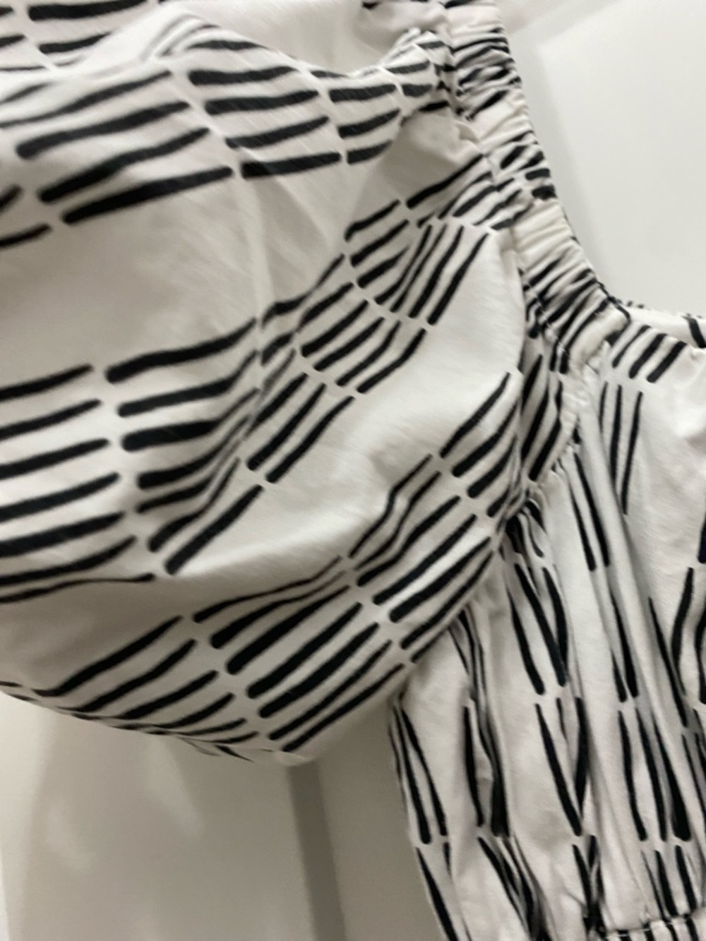 Anthropology Maeve Cotton Black and White Puff Sleeve Smocked Midi Dress - Picture 4 of 7